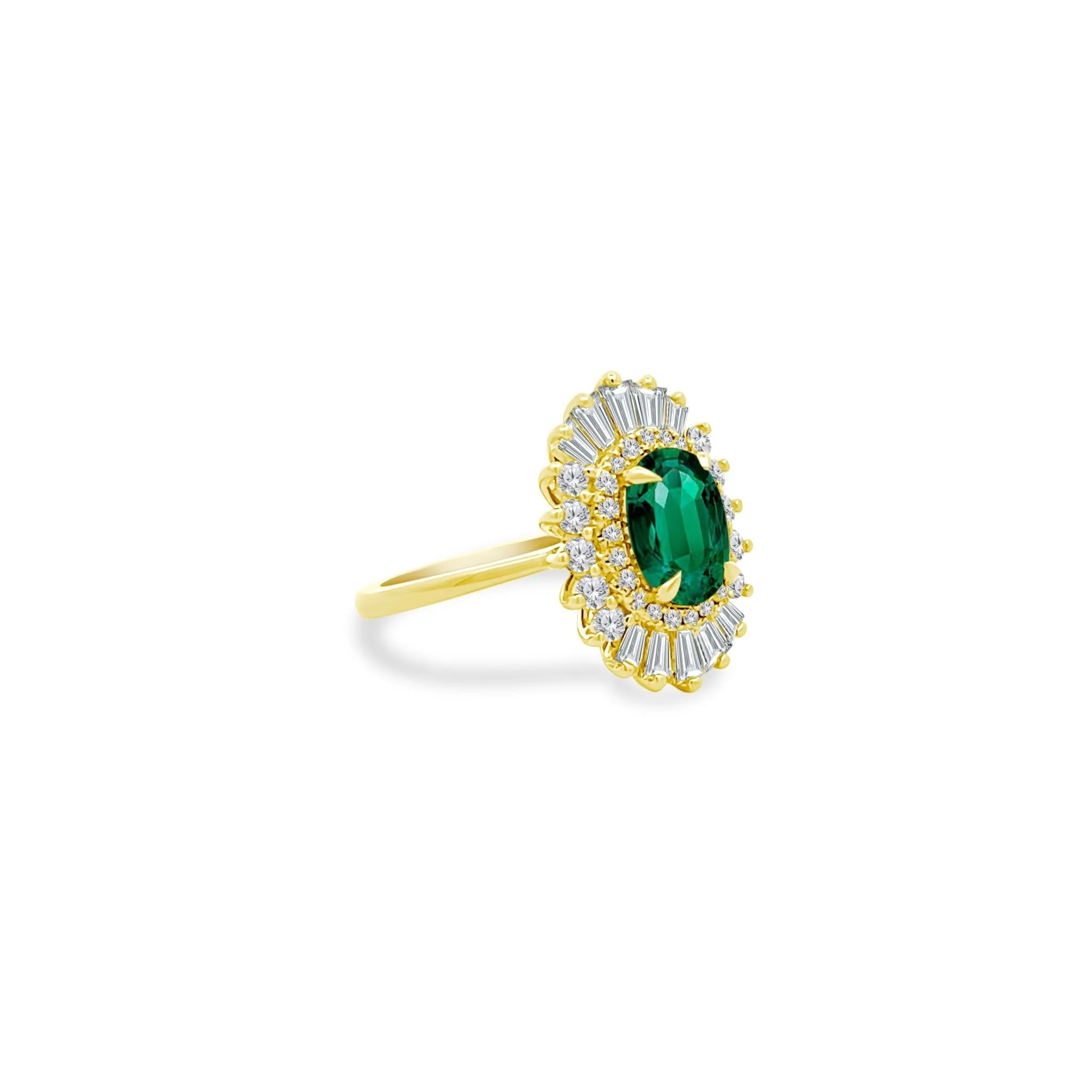 2.04ct Emerald Sunburst Ring