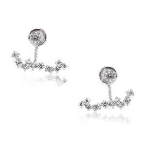 21284-SLV Pave Bar Cluster CZ Peek-A-Boo Earrings
