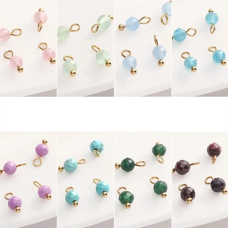 5 PCS/Package Diameter 4mm Natural Stone Opal Round Pendant Beads