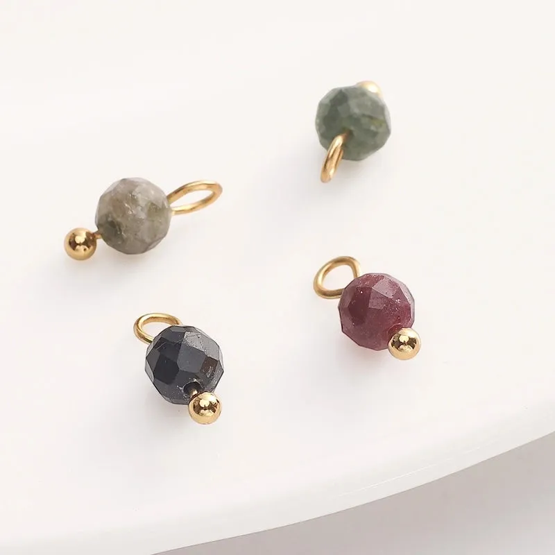5 PCS/Package Diameter 4mm Natural Stone Opal Round Pendant Beads