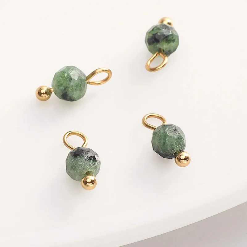 5 PCS/Package Diameter 4mm Natural Stone Opal Round Pendant Beads