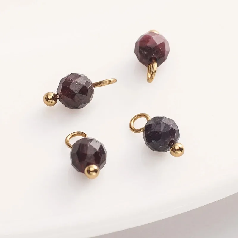5 PCS/Package Diameter 4mm Natural Stone Opal Round Pendant Beads