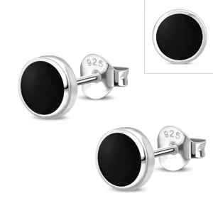 6mm | Black Onyx Round Sterling Silver Stud Earrings