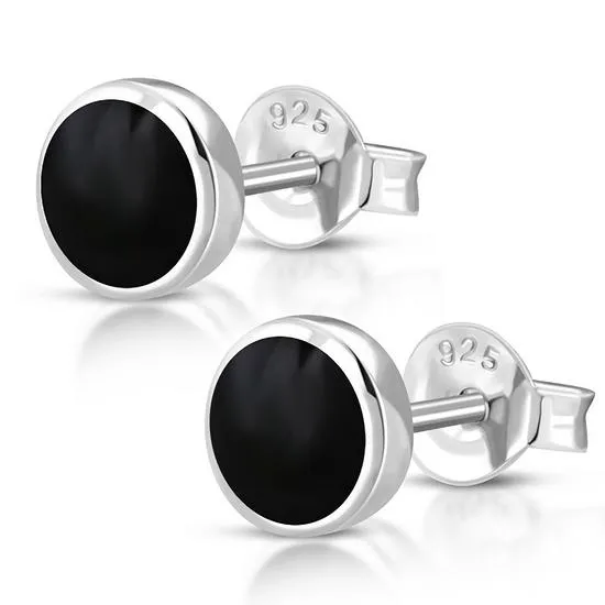 6mm | Black Onyx Round Sterling Silver Stud Earrings