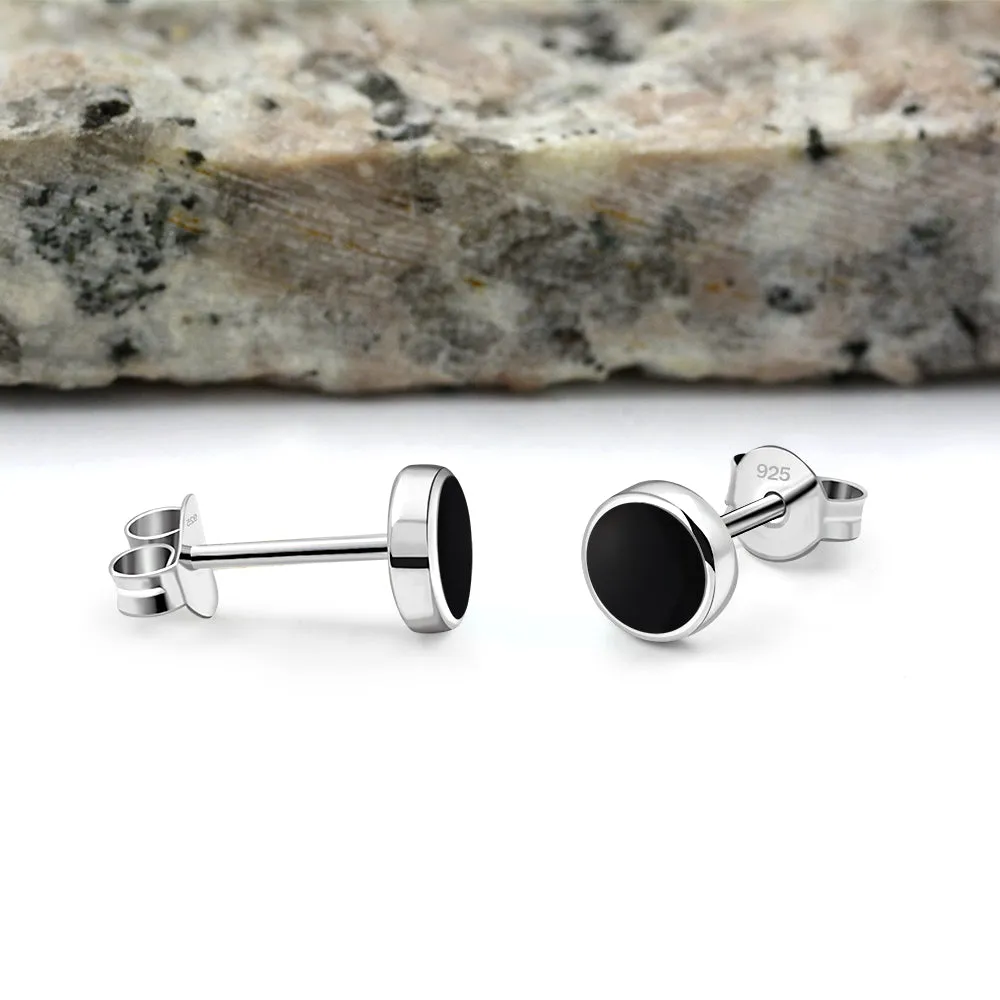 6mm | Black Onyx Round Sterling Silver Stud Earrings