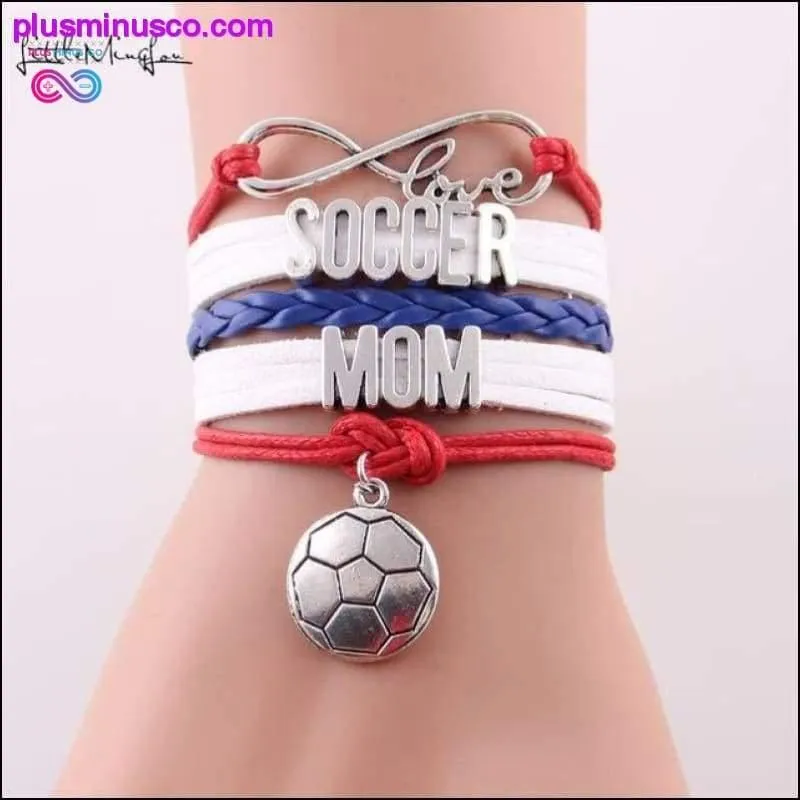 7 colors Infinity love soccer mom bracelet football charm
