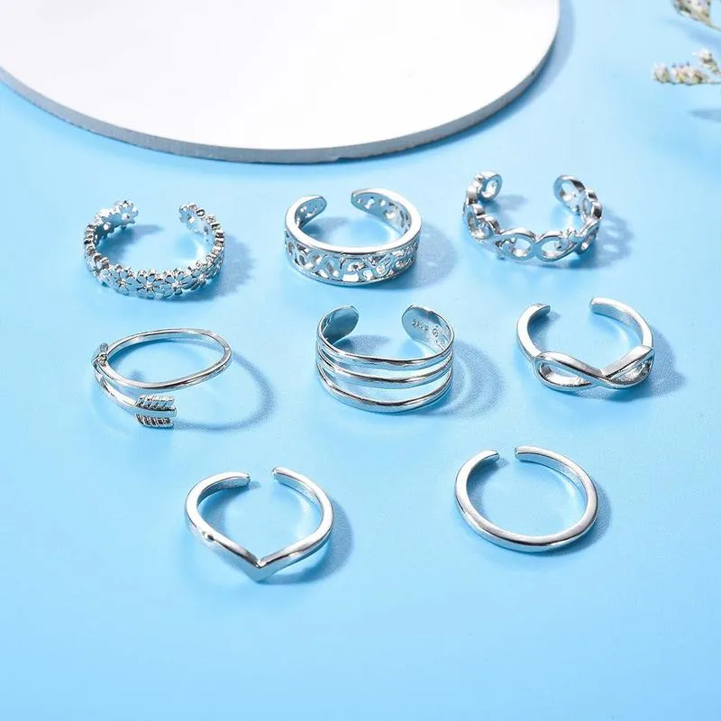 8 Piece Boho Toe Ring Set