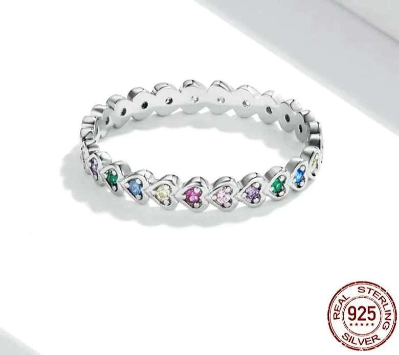 925 Sterling Silver Rainbow Love Ring