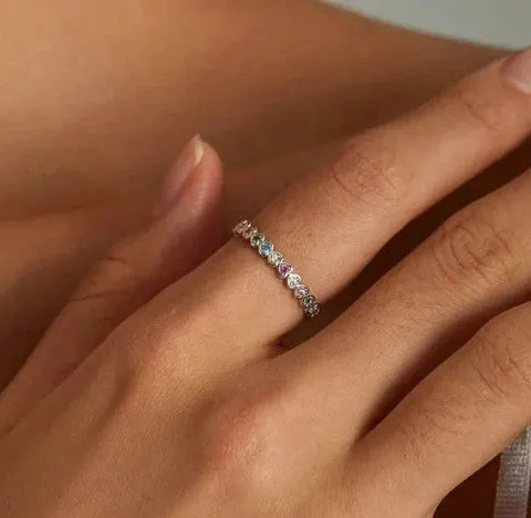 925 Sterling Silver Rainbow Love Ring