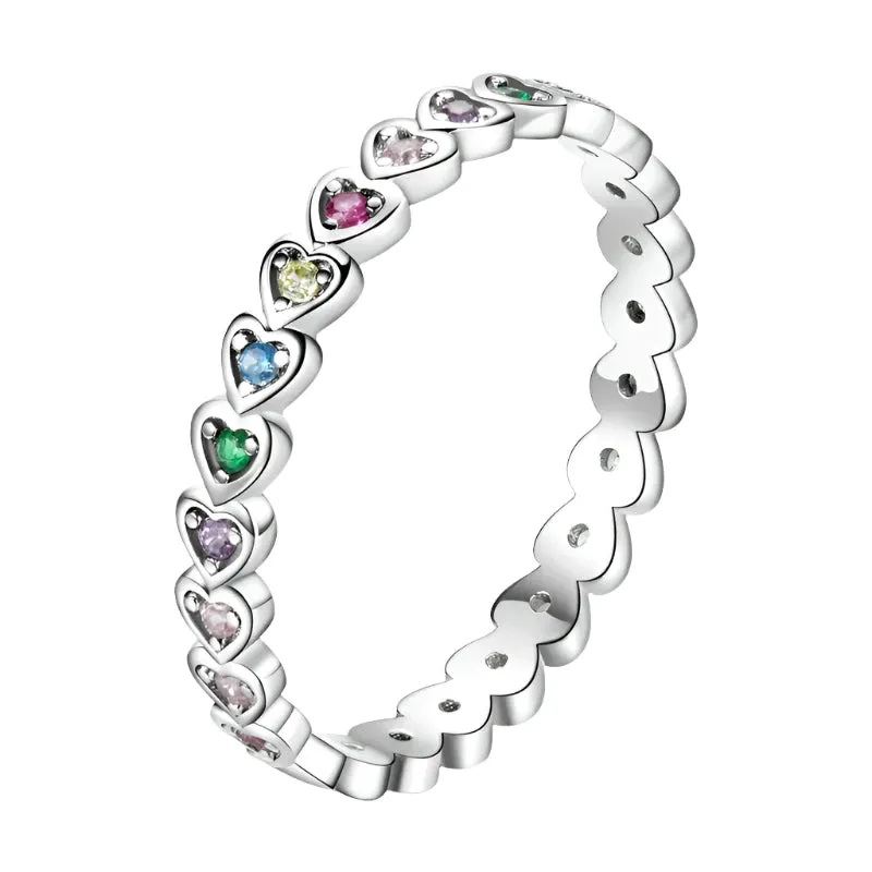925 Sterling Silver Rainbow Love Ring