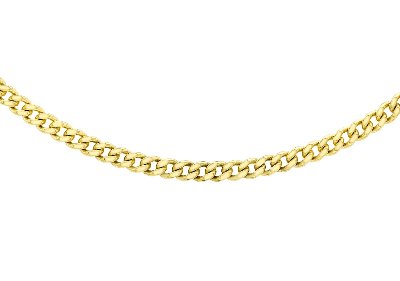 9ct gold diamond cut curb link pendant chain 34884