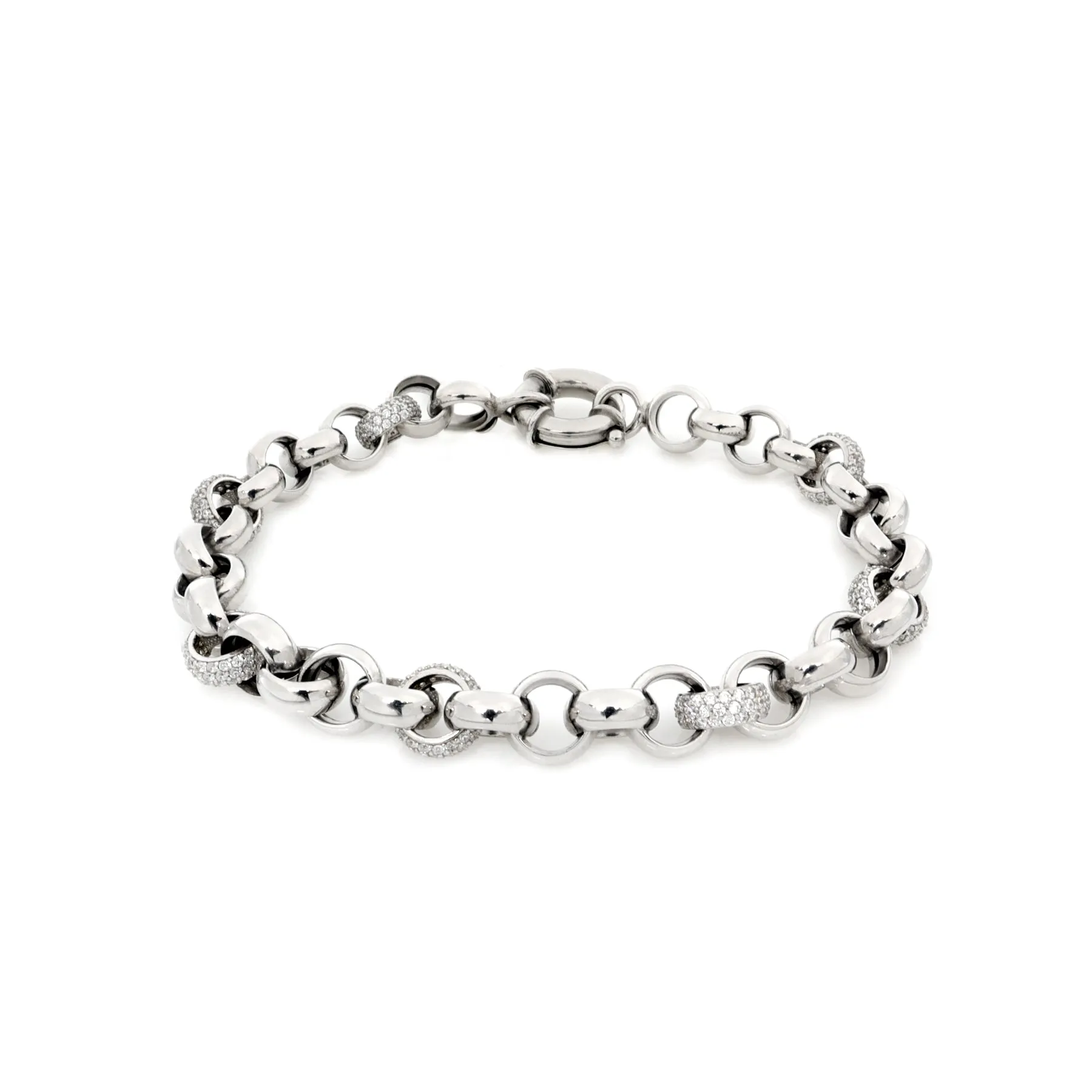 9K White Gold Solid CZ Belcher Bracelet - 20725594
