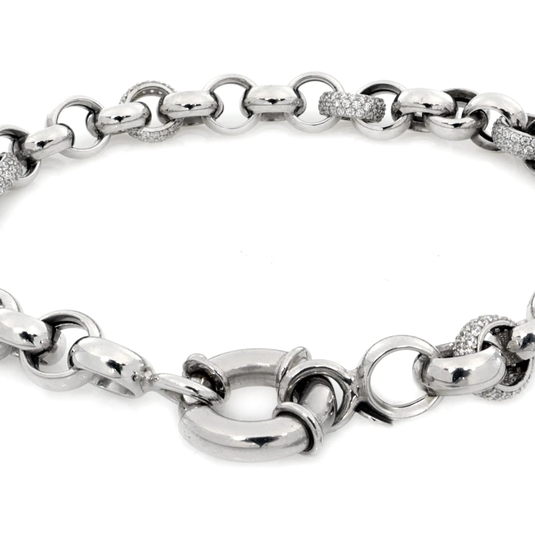 9K White Gold Solid CZ Belcher Bracelet - 20725594