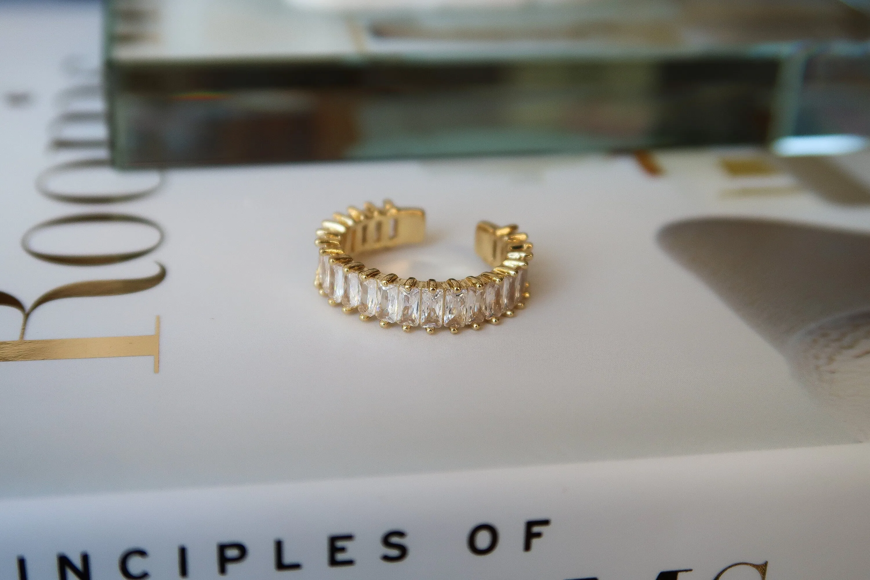 Adjustable Rectangle Cubic Zirconia Eternity Band Ring