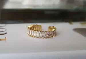 Adjustable Rectangle Cubic Zirconia Eternity Band Ring