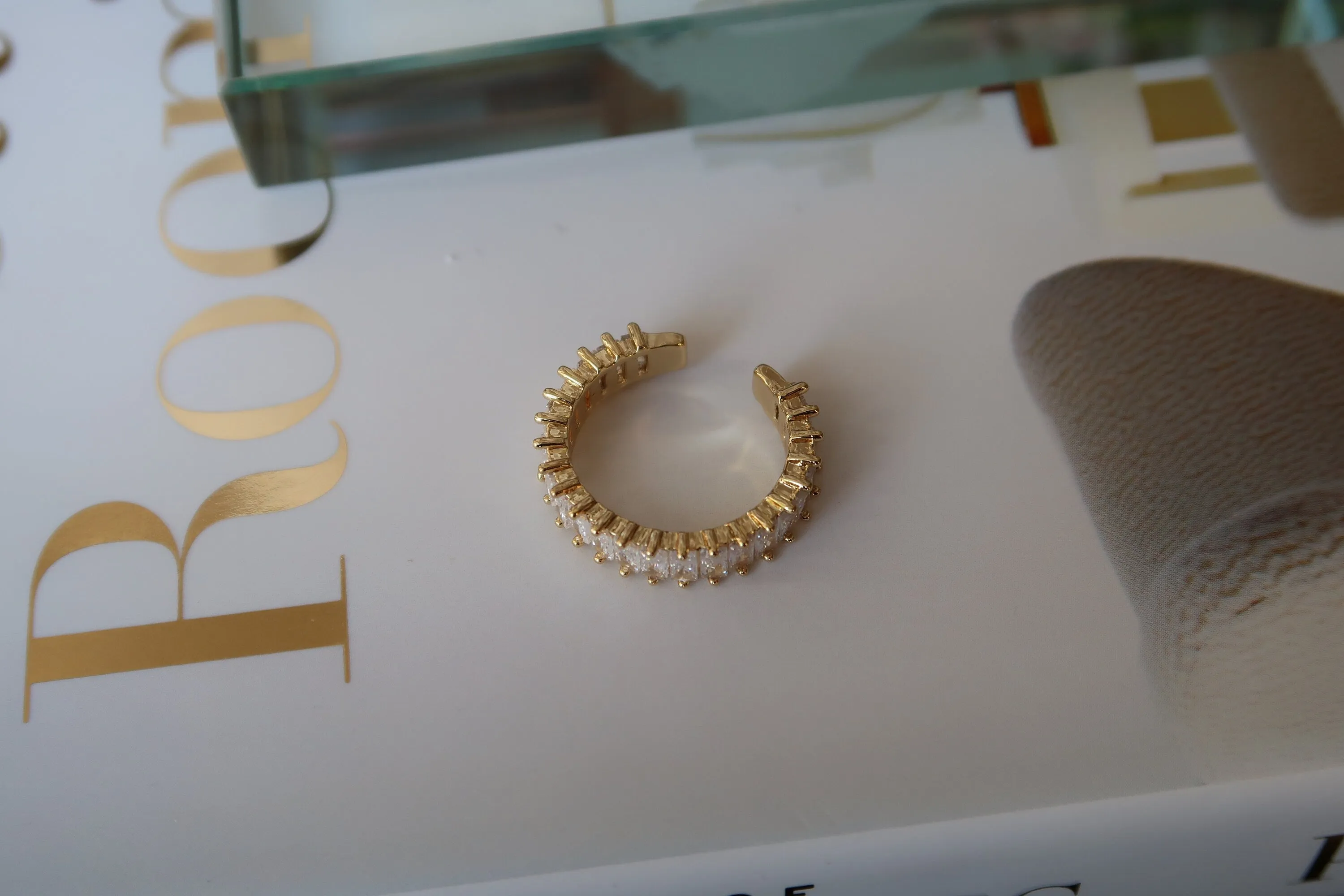 Adjustable Rectangle Cubic Zirconia Eternity Band Ring