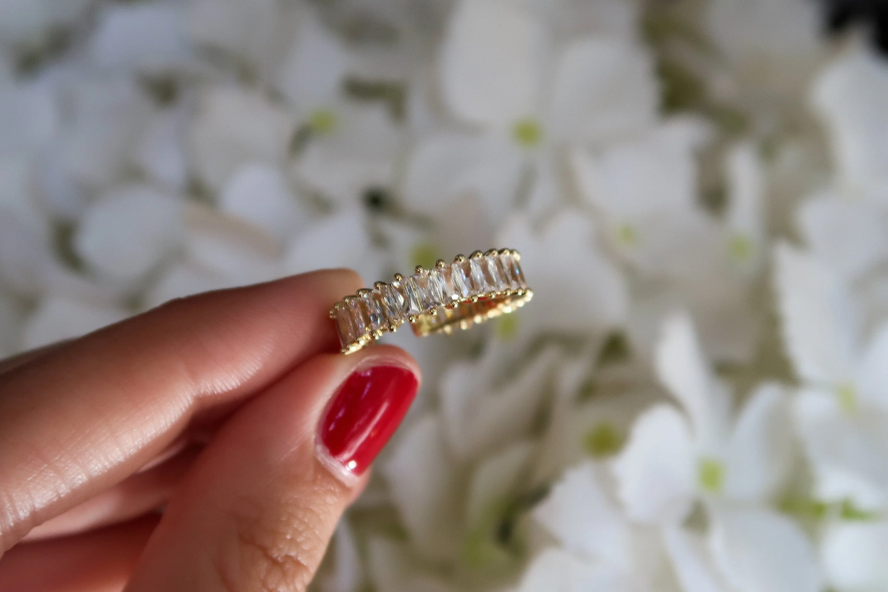 Adjustable Rectangle Cubic Zirconia Eternity Band Ring