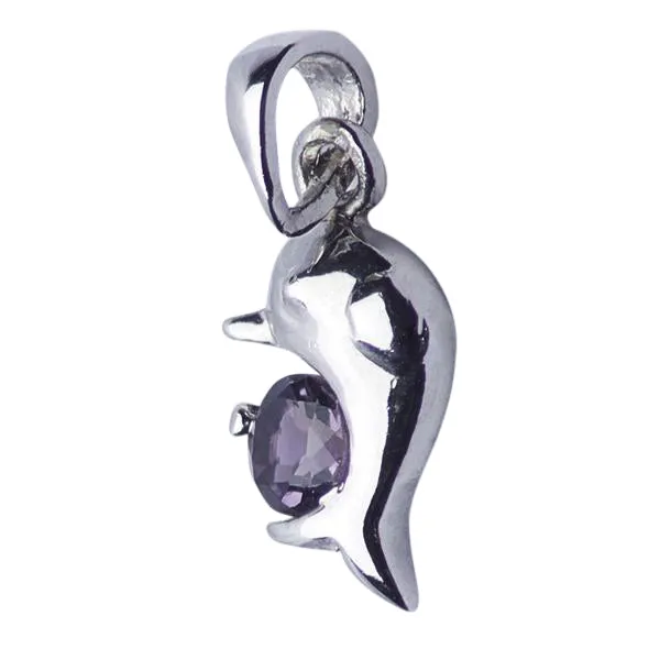Amethyst Dolphin Silver Pendant