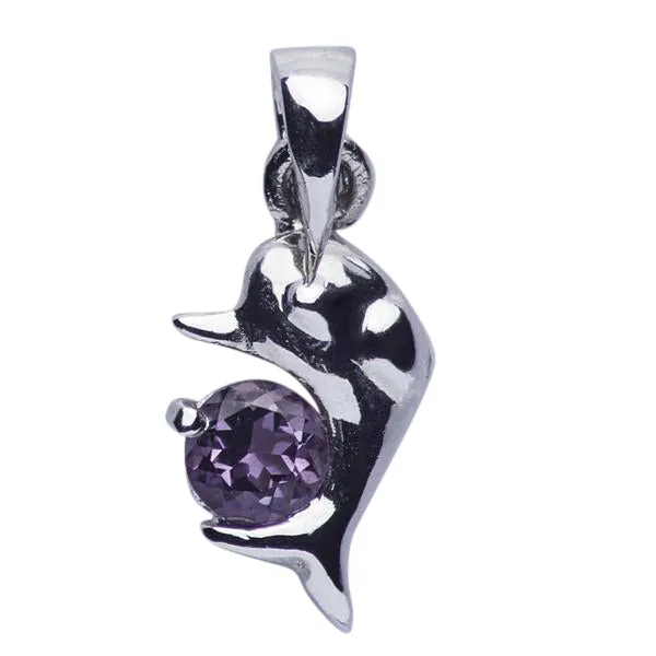 Amethyst Dolphin Silver Pendant