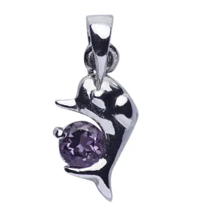 Amethyst Dolphin Silver Pendant