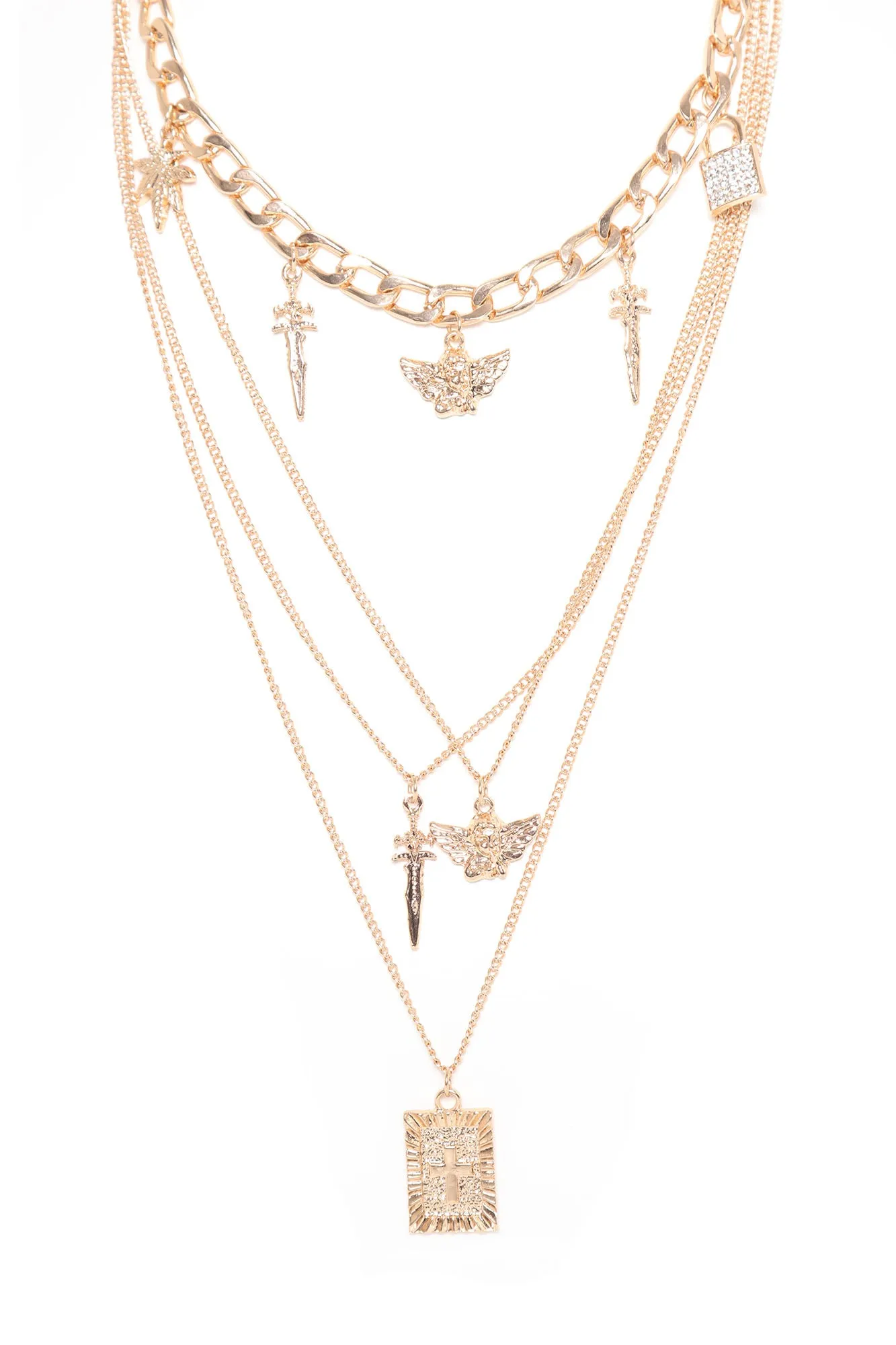 Angel Baby Layered Necklace - Gold