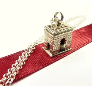 Arc de Triomphe Sterling Silver Pendant With 18 Inch Chain