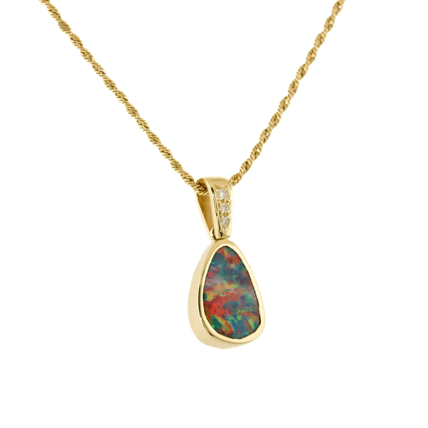 Australian Opal x Diamond Gold Pendant