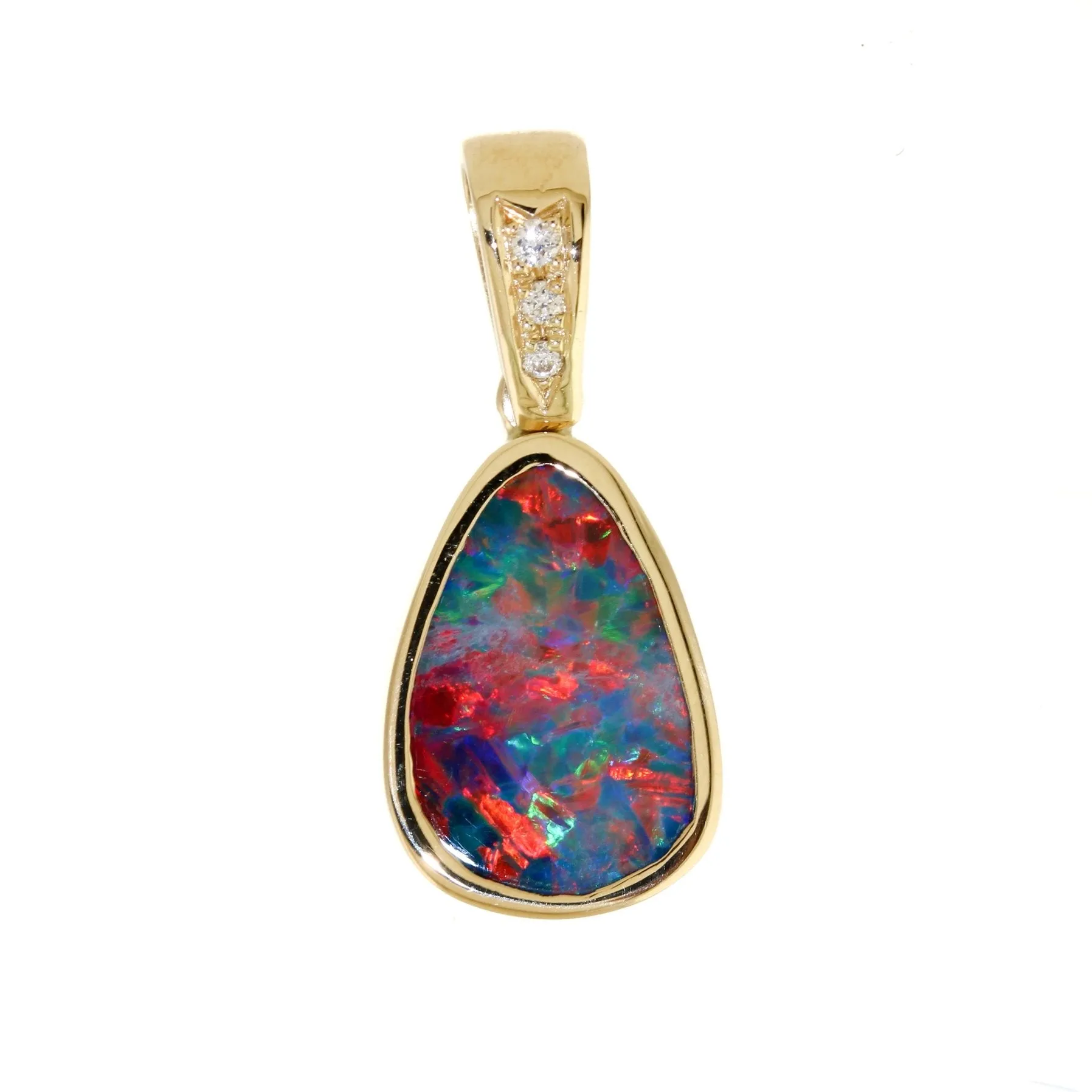 Australian Opal x Diamond Gold Pendant