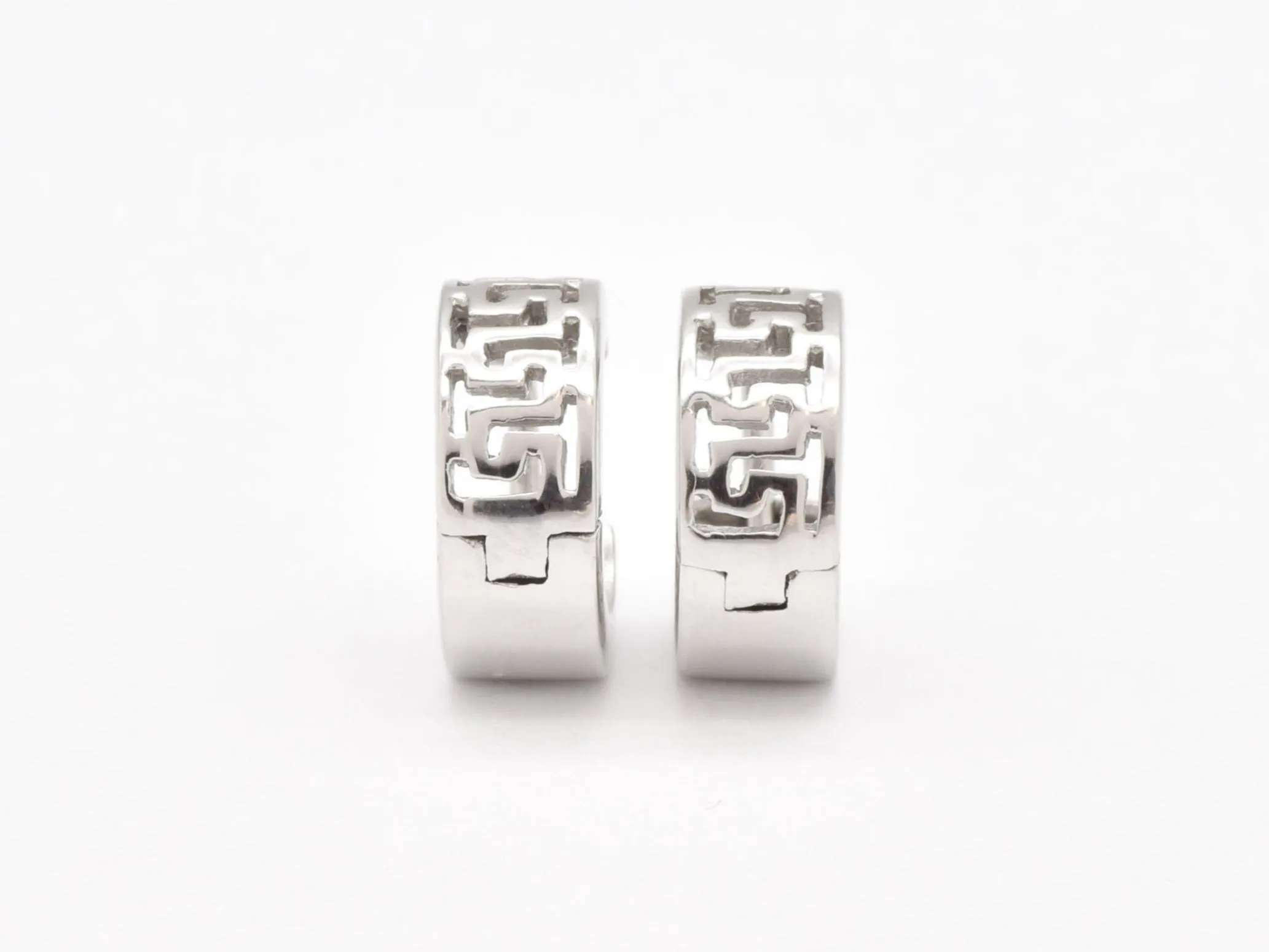 Aztec Earrings - Wide Huggies Earrings - Vintage Hoop Earrings