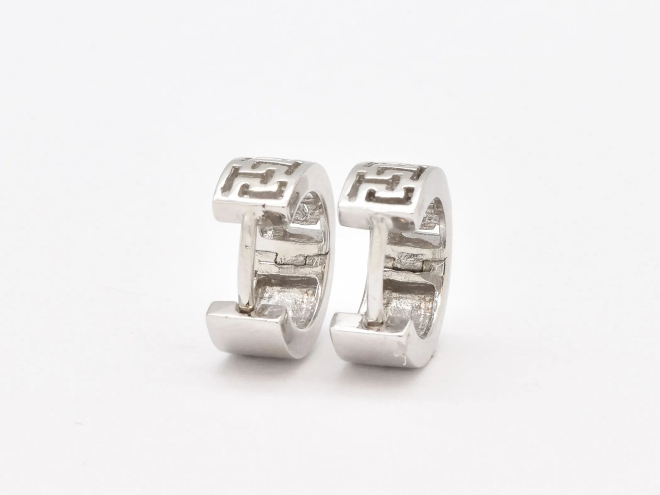 Aztec Earrings - Wide Huggies Earrings - Vintage Hoop Earrings