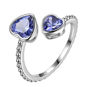 Birthstone December Tanzanite Love Hearts Ring Jewelry Women Girls Birthday Gift