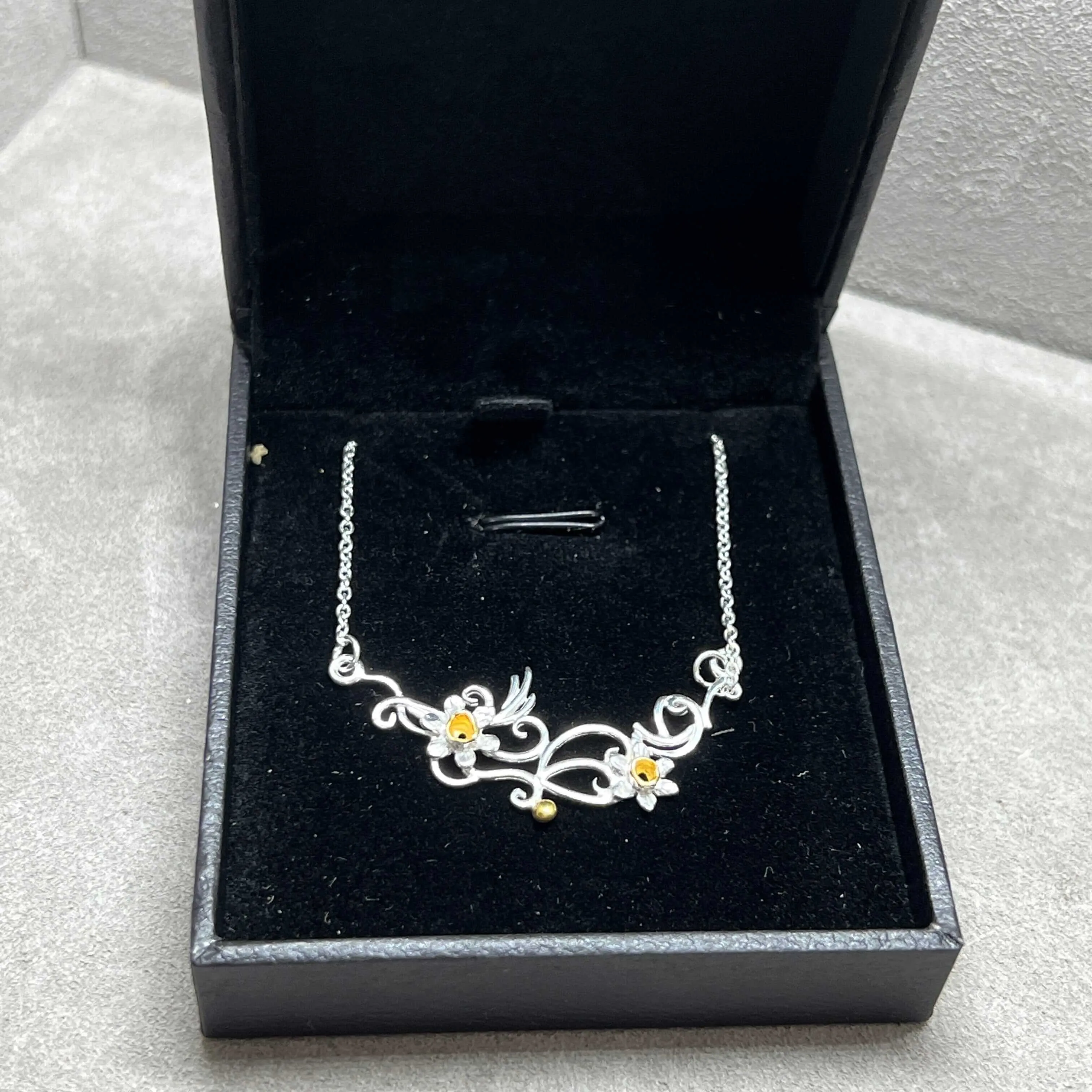 Black Leatherette Pendant Necklace Earring Box