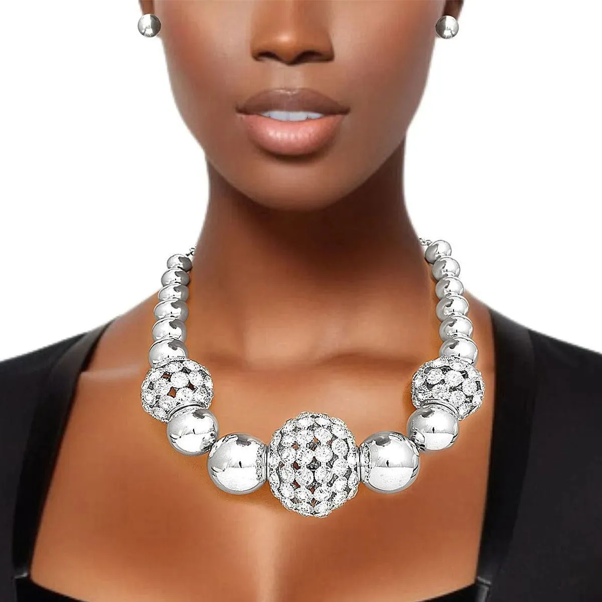 Bold Silver and Beautiful: Beaded Statement Necklace Set for Unforgettable Style