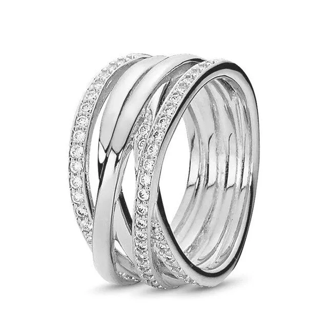 BRACE CODE New original European crown crystal ring woven wish bones beautiful ring wedding jewelry direct sales