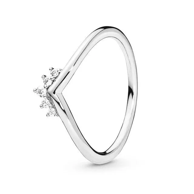 BRACE CODE New original European crown crystal ring woven wish bones beautiful ring wedding jewelry direct sales