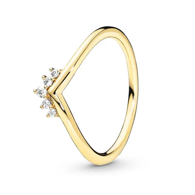 BRACE CODE New original European crown crystal ring woven wish bones beautiful ring wedding jewelry direct sales