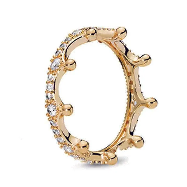 BRACE CODE New original European crown crystal ring woven wish bones beautiful ring wedding jewelry direct sales