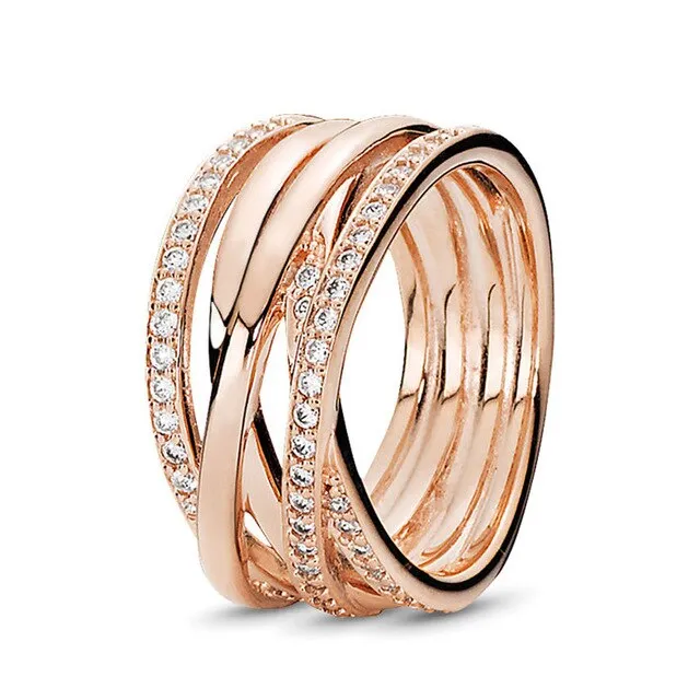 BRACE CODE New original European crown crystal ring woven wish bones beautiful ring wedding jewelry direct sales
