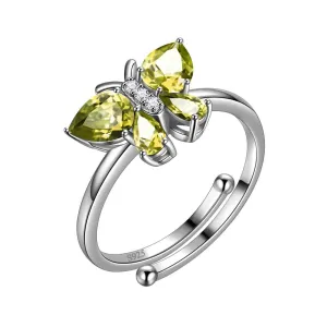 Butterfly Ring Band Birthstone August Peridot Women Girls Jewelry Birthday Gift