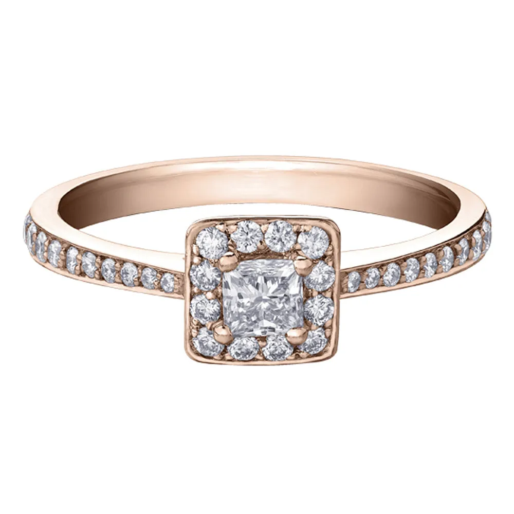 Canadian Princess Cut Diamond Ring with Halo