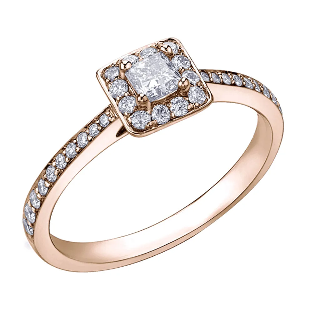 Canadian Princess Cut Diamond Ring with Halo