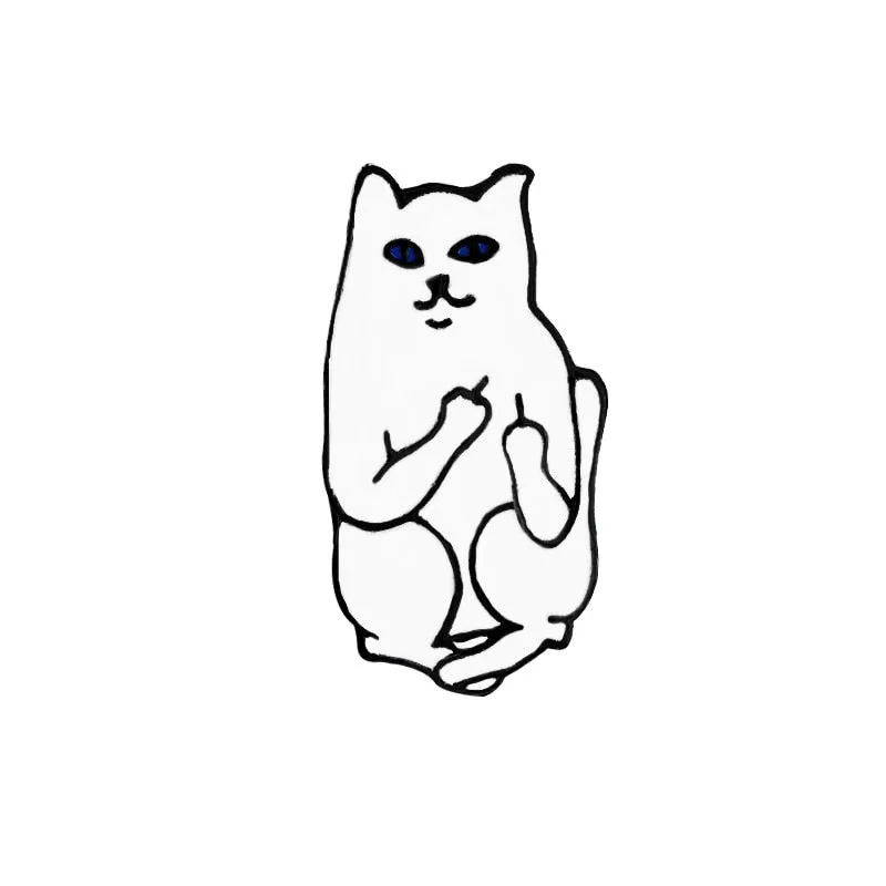 Cartoon Animal Brooches Black White Couple Cat Fish Bone Enamel Pins Clothes Collar Lapel Pin Bag Metal Badges Jewelry For Lover