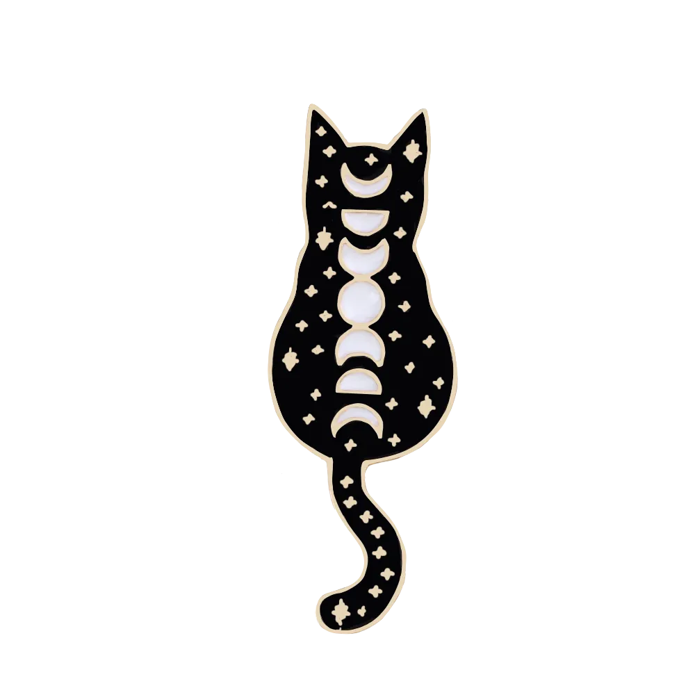Cartoon Animal Brooches Black White Couple Cat Fish Bone Enamel Pins Clothes Collar Lapel Pin Bag Metal Badges Jewelry For Lover
