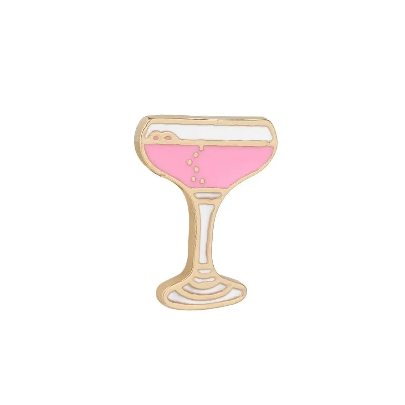 Cartoon Style Pin Cat Flower Wine Glass Alloy Enamel Unisex Brooches
