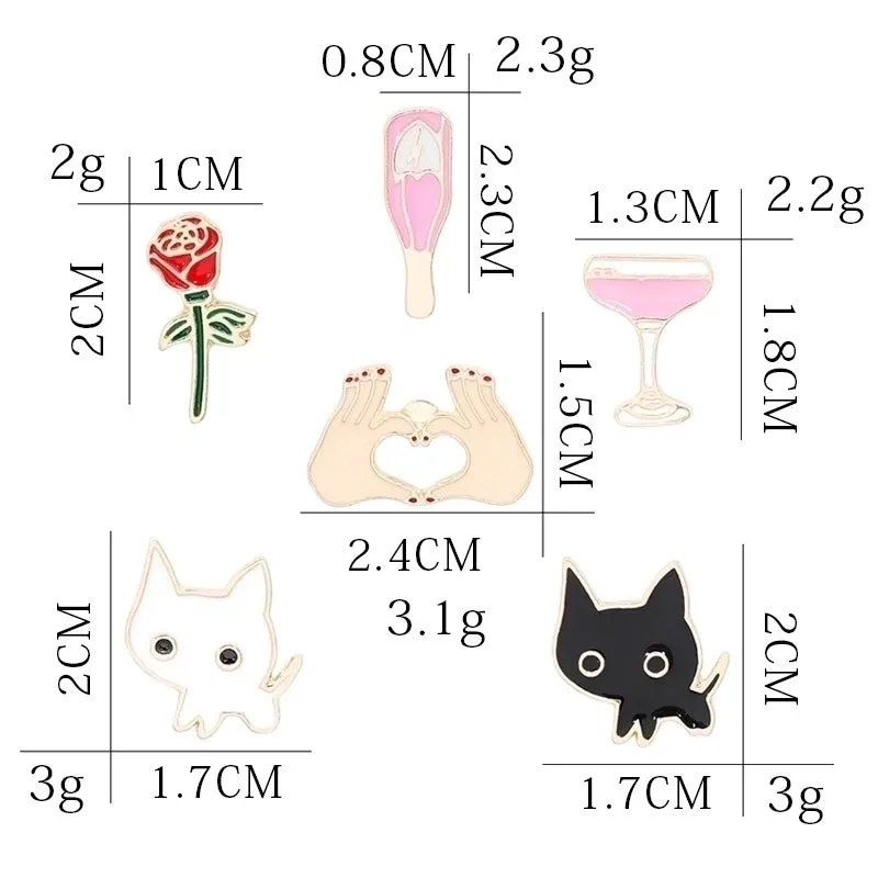 Cartoon Style Pin Cat Flower Wine Glass Alloy Enamel Unisex Brooches