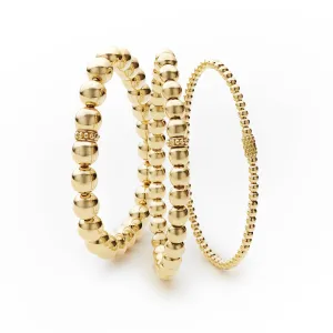 Caviar Gold 18K Gold Stretch Bead Bracelet Trio