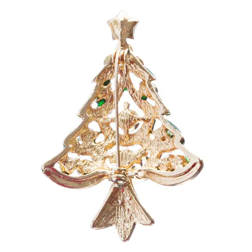 Christmas Jewelry Crystal Rhinestone Glamorous Holiday Tree Brooch Pin B141 MT