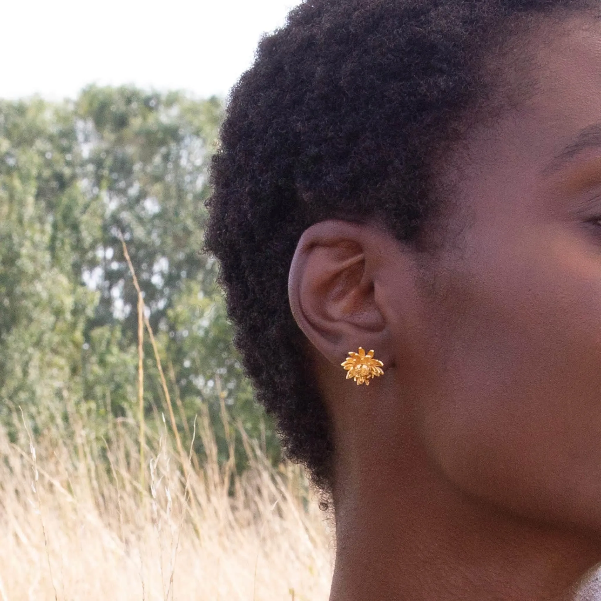 Chrysanthemum Flower Stud Earrings