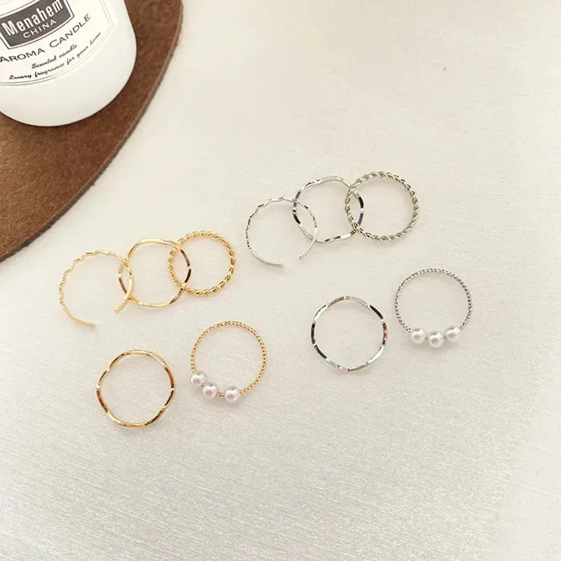 Classic Ring Five Piece Set Korean Trend Fashion Ring for Women's Luxury Jointed Ring Unusual Jewelry Accessories