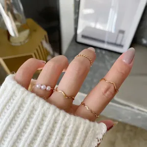 Classic Ring Five Piece Set Korean Trend Fashion Ring for Women's Luxury Jointed Ring Unusual Jewelry Accessories